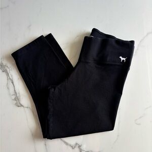 Y2K PINK Victoria's Secret Black Capri Yoga Pants Size S Dog Logo